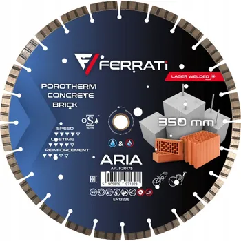 Řezný kotouč FERRATI diamantový kotouč rychlý na betonu, cihly, dlažbu ARIA 350mm