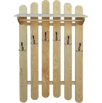 Věšák Dřevěná stěna - věšák s policí DT 343 70x130x33 cm borovice masiv