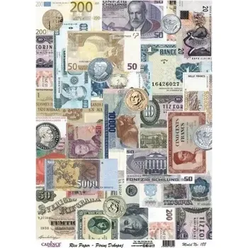 Výtvarný papír Rýžový papír A4 - 188 - Peníze