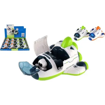 autíčko Raketoplán/raketa plast 10x11cm s kosmonautem na setrvačník 2 barvy