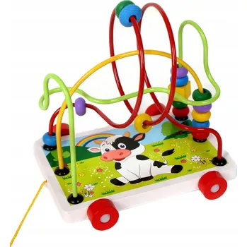 Dřevěná hračka DŘEVĚNÝ LABYRINT PROPLÉTÁNÍ na kolečkách hračka zručnosti od 2 let