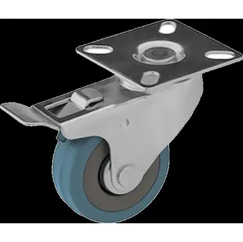 Pojezdové kolečko Kolo přístrojové 50 mm otočné s brzdou gumové na plast disku (nosnost 35 kg) Q84