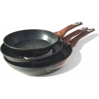 Sada nádobí Sada hliníkových nepřilnavých pánví s mramorovým povrchem – 3 ks (černá)