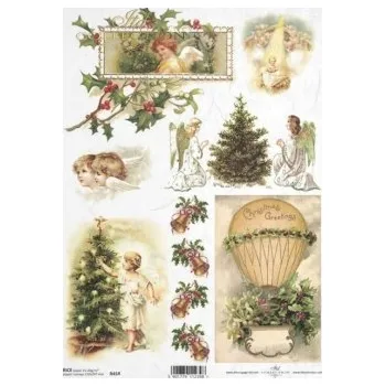 Umělecký papír Rýžový papír A4 - Vánoce a zima - R0454