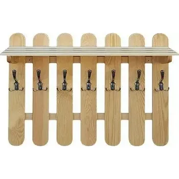 Věšák Dřevěná stěna - věšák s policí DT 354 80x60x29 cm borovice masiv