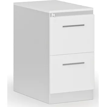 Kartotéka Kovová zásuvková kartotéka PRIMO s dřevěnými čely A4, 2 zásuvky, bílá/bílá