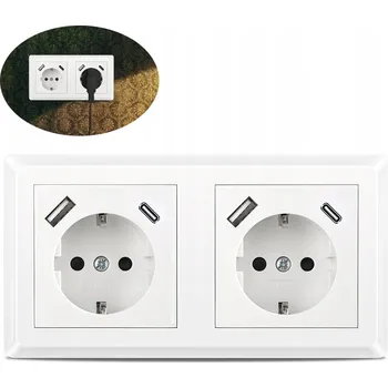 Elektrická zásuvka Německá USB nabíječka do zásuvky se 4 porty - Nabíječka s portem TYPE-C