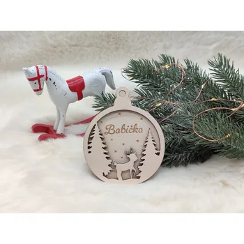 Vánoční ozdoba Dřevěná vánoční 3D ozdoba Les - D-decor