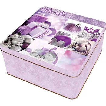 Dóza na potraviny Alvarak Krabice dárková plechová 217514 60 x 160 x 70 mm fialové ozdoby