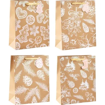 Taška dárková vánoční s glitrem 26x32x12 cm