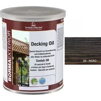 Olej na dřevo Borma wachs DECKING OIL - tónovaný dánský olej 1l, 08-nero