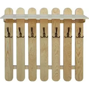 Věšák Dřevěná stěna - věšák s policí DT 350 80x80x29 cm borovice masiv