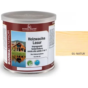 barva a nátěr na dřevo Borma wachs HOLZWACHS LASUR - tónovaná vosková lazura 3v1 0,75l, 01-natur
