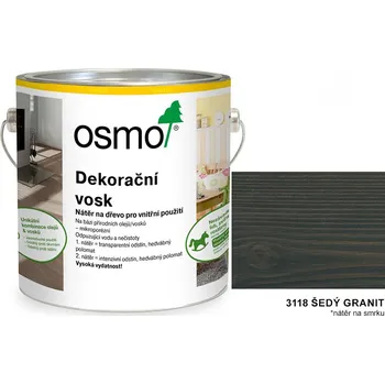 Olej na dřevo OSMO - dekorační vosk - transparentní odstíny, 3118-šedý granit - 750 ml