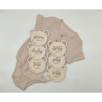 Dekorace do dětského pokoje Dřevěné milníkové kartičky Medvídci - D-decor