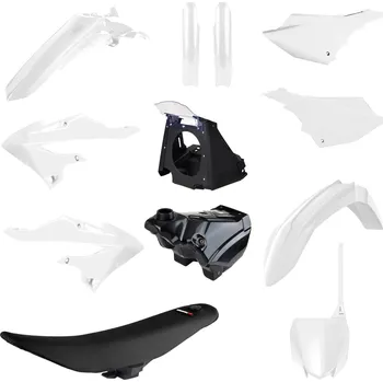 POLISPORT PLASTIC KIT YAMAHA YZ 125/250 '02-'21 (RESTYLING PRO MODEL 2022) (OBSAHUJE PALIVOVOU NÁDRŽ; KOMPLETNÍ SEDADLO; AIRBOX; PŘEDNÍ A ZADNÍ BLATNÍKY; KRYTY CHLADIČE; BOČNÍ PANELY) BARVA BÍLÁ