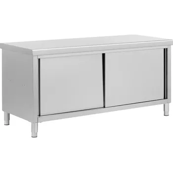 Kuchyňská skříňka Pracovní skříňka z ušlechtilé oceli s průchodkou - ECO - 180 x 70 cm - 500 kg - Royal Catering RCSSCB-180X70-H