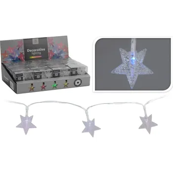 Vánoční dekorace Světla vánoční 10 LED žárovek-hvězdy barevné