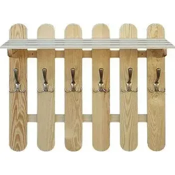 Věšák Dřevěná stěna - věšák s policí DT 355 70x60x29 cm borovice masiv