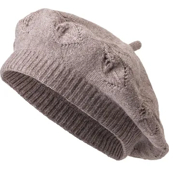 Čepice Dámský pletený baret hnědé barvy 7100395-6