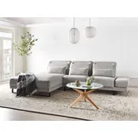 Pravá rohová pohovka světle šedá polyesterové čalounění ocelové nohy nastavitelné boční područky a opěradlo nábytek do obývacího pokoje Beliani