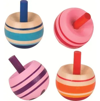 Dřevěná hračka Goki Převracecí pruhovaná káča (1 ks) - 4 barvy