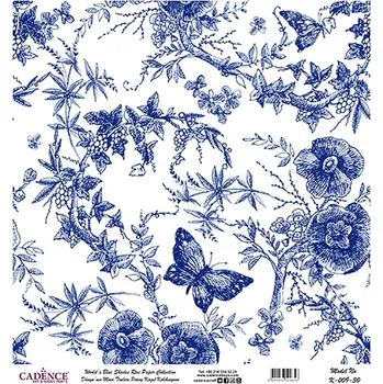 Umělecký papír Rýžový papír 30x30 - K-009, Modrá jabloň - Cadence