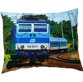 Dekorativní polštářek Polštářek s vlakem lokomotivou 362 024-2 (polštář lokomotiva , železnice)