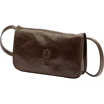 Kabelka Pevná malá kožená crossbody kabelka Florence 107 tmavěhnědá