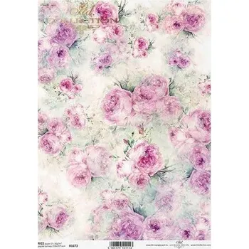 Výtvarný papír Rýžový papír A4 - pastelové růže - R1673