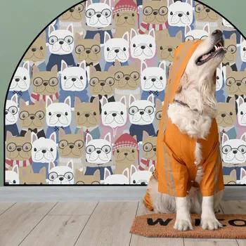 Samolepící dekorace Ochranná textilní nálepka na zeď - Oblouk - Buldočky Bez jména, 120x96cm