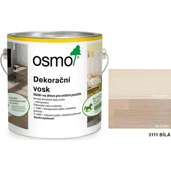 Olej na dřevo OSMO - dekorační vosk - transparentní odstíny, 3111-bílá - 750 ml