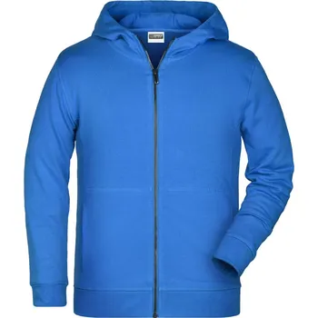 Chlapecké kalhoty James & Nicholson Mikina s kapucí JN 8026K na zip, dětská COT02826Kb4605-cobalt 2XL Modrá cobalt