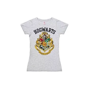Pánské tričko Dámské tričko Harry Potter: Hogwarts Logo (L) šedé bavlna