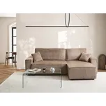 Rohová rozkládací pohovka světle hnědá manšestrové čalounění levostranná stylový nábytek s polštáři obývací pokoj extra lůžko Beliani