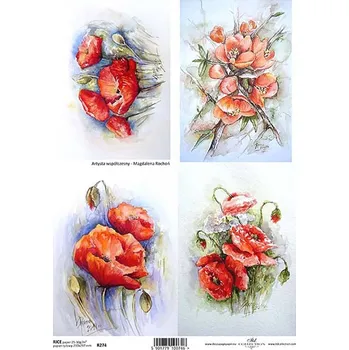 Umělecký papír Rýžový papír A4 - Květiny a rostliny (R0274)