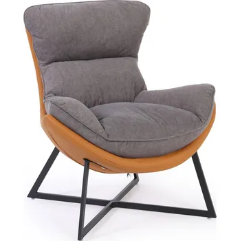 Křeslo Semišové křeslo SIESTA hnědé/šedé