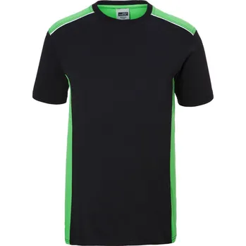 pracovní tričko James & Nicholson Tričko JN 860 Color, krátký rukáv, pánské COT020860d8205-black/lime 2XL Černá/lime zelená
