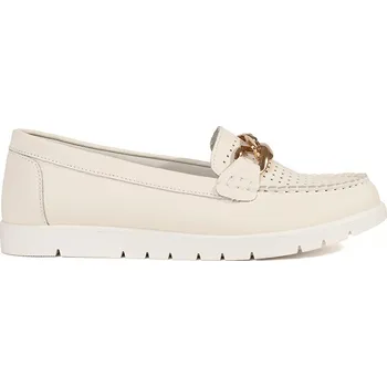 Dámské mokasíny Kožené smetanové mokasíny s řetízkem GD-XF-93L.BE Velikost: 37