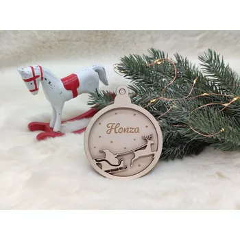 Vánoční ozdoba Dřevěná vánoční 3D ozdoba Santa + Sob - D-decor