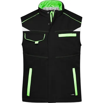 pracovní vesta James & Nicholson Vesta JN 854 Color, softshellová, zimní COT020854d8215-black/lime 5XL Černá/lime zelená