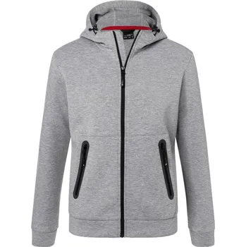pracovní bunda James & Nicholson Bunda JN 1144 s kapucí, pánská COT021144i6613-light melan 3XL Melír šedá světlá
