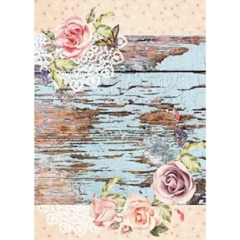 Umělecký papír Rýžový papír A4 - 519- Vintage růže s motýlky- Cadence