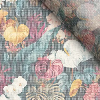 Měkký tyl barevné tropické květiny