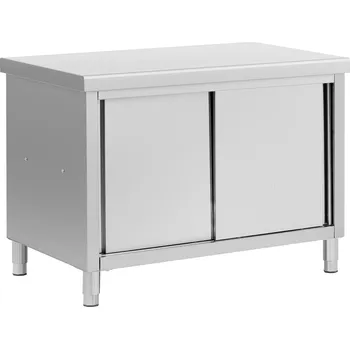 Kuchyňská skříňka Pracovní skříňka z ušlechtilé oceli s průchodkou - ECO - 120 x 70 cm - 500 kg - Royal Catering RCSSCB-120X70-H