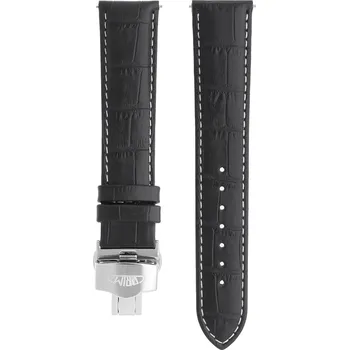 Řemínek na hodinky PRIM Kvalitní kožený řemínek PRIM s prošitím a vzorem aligátora RB.13234 (22 mm) - černý RB.13234.2220.9000.L