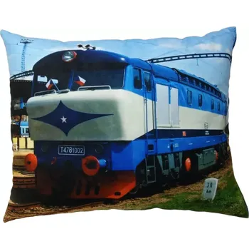 Dekorativní polštářek Polštářek s vlakem lokomotivou T478 (polštář lokomotiva , železnice)