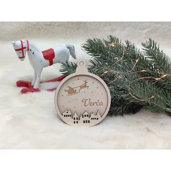 Vánoční ozdoba Dřevěná vánoční 3D ozdoba Vesnička - D-decor