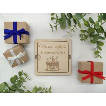 Dárková krabička Dárková krabička na peníze malá D-decor - Všechno nejlepší k narozeninám!