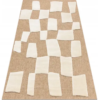 Koberec Koberec DO OBÝVÁKU PLOCHÝ TKANÝ Geometrický béžový sisal strukturovaný 80x150 cm